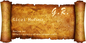 Giczi Rufusz névjegykártya